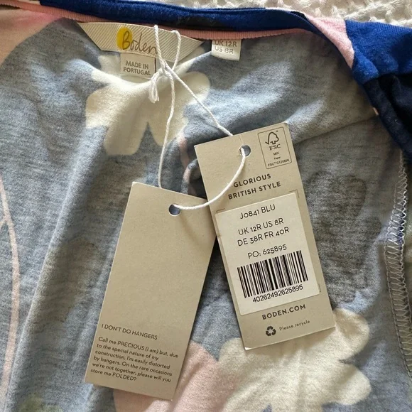 Boden NWT Royal Blue Floral Wrap Dress Size 8 Medium - Picture 4 of 5